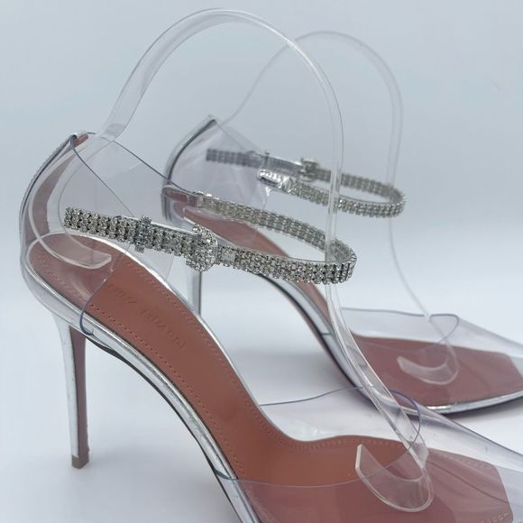 AMINA MUADDI Ursina Crystal-Embellished Glass Leather Pumps Size EU 39 US 9 NWOT - Picture 13 of 15